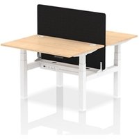 Air Back - to - Back 1200 x 800mm Height Adjustable 2 Person Bench Office Desk Maple Top - Cable Ports White Frame - Black Straight Screen