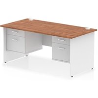 Impulse 1600x800 Desk Walnut/White Panel End with 2x2 Drawer Fixed Ped