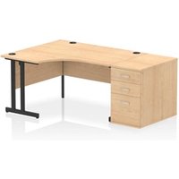 Impulse 1400 LH Crescent Desk Cantilever Maple/Black 800 Desk High Ped
