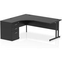 Impulse 1800 LH Crescent Desk Black/Black Cantilever 600 Desk High Ped