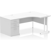 Impulse 1400 RH Crescent Desk Cantilever White/White 800 Desk High Ped