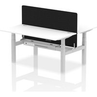 Air Back - to - Back 1600 x 800mm Height Adjustable 2 Person Bench Office Desk White Top - Cable Ports Silver Frame - Black Straight Screen