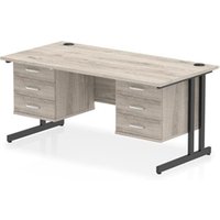 Impulse 1600x800 Desk Grey Oak/Black Cantilever 2x3 Drawer Fixed Peds