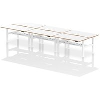 Air B2B Oslo 1600x800 Adjustable 6P Bench Desk Wood Edge White/White