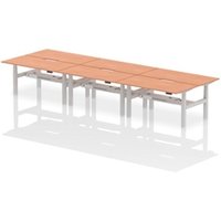 Air Back-to-Back 1600 x 800mm Height Adjustable 6 Person Office Bench