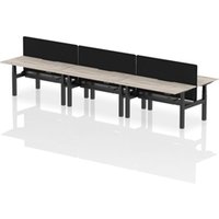 Air B2B 1600x800 Adjustable 6P Bench Desk Scallop Gry Oak/Black/Screen