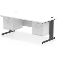 Impulse 1800x800 Desk Cable Managed White/Black 2x2 Drawer Fixed Peds