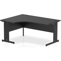 Impulse 1600mm Left Crescent Office Desk Black Top Black Cable Managed
