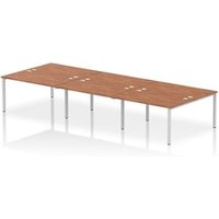 Impulse Bench B2B 6 Person 1400 Silver Frame Office Bench Desk Walnut