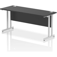 Impulse 1600 x 600mm Straight Office Desk Black Top Silver Cantilever
