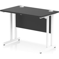 Impulse 1000x600mm Straight Office Desk Black Top White Cantilever Leg