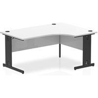 Impulse 1600 RH Crescent Desk White Top Black Cable Managed Leg