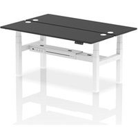 Air Back - to - Back 1800 x 600mm Height Adjustable 2 Person Bench Office Desk Black Top - Cable Ports White Frame