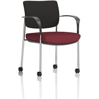 Brunswick Deluxe With Arms Chrome Frame With Castors Black Fabric Back