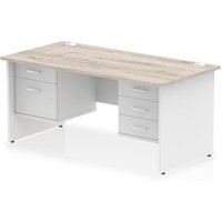 Impulse 1600 x 800mm Straight Office Desk Grey Oak Top White Panel End