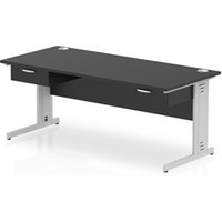 Impulse 1800x800 Desk Black/Silver Cable Managed 2x1 Drawer Fixed Peds