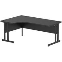 Impulse 1800mm Left Crescent Office Desk Black Top Black Cantilever