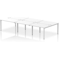 Impulse Bench B2B 6 Person 1200 Silver Frame Office Bench Desk White