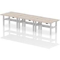 Air B2B 1400x600mm Height Adjustable 6P Bench Desk CP Grey Oak/Silver