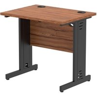 Impulse 800x600mm Straight Desk Walnut Top Black Cable Managed Leg