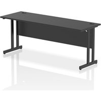 Impulse 1800x600mm Straight Office Desk Black Top Black Cantilever Leg