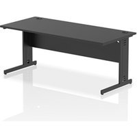 Impulse 1800x800mm Straight Desk Black Top Black Cable Managed Leg