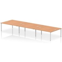 Impulse Bench B2B 6 Person 1800 Silver Frame Office Bench Desk Oak