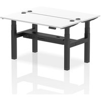 Air Back - to - Back 1400 x 600mm Height Adjustable 2 Person Bench Office Desk White Top - Cable Ports Black Frame