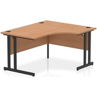 Impulse 1400mm Right Crescent Office Desk Oak Top Black Cantilever Leg