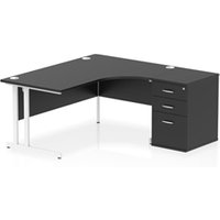 Impulse 1600 RH Crescent Desk Cantilever Black/White 600 Desk High Ped