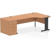 Impulse 1800 RH Crescent Desk Cable Managed Oak/Black 800 Desk Hi Ped