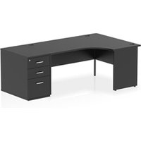 Impulse 1600 RH Crescent Desk Black Top Panel End 800 Desk High Ped