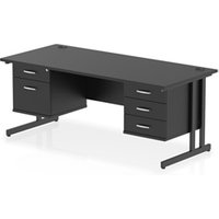 Impulse 1800x800 Desk Black/Black Cantilever 2 & 3 Drawer Fixed Peds