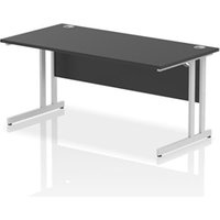 Impulse 1600 x 800mm Straight Office Desk Black Top Silver Cantilever