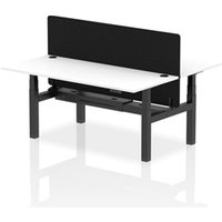 Air Back - to - Back 1800 x 800mm Height Adjustable 2 Person Bench Office Desk White Top - Cable Ports Black Frame - Black Straight Screen