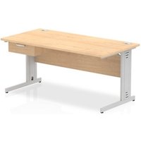 Impulse 1600x800 Desk Maple/Silver Cable Managed Leg 1 Dr Fixed Ped