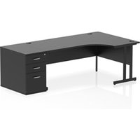 Impulse 1800 RH Crescent Desk Black/Black Cantilever 800 Desk High Ped