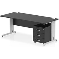Impulse 1800x800 Desk Black/Silver Cable Managed 3 Drawer Mobile Ped