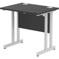 Impulse 800x600mm Straight Office Desk Black Top Silver Cantilever Leg