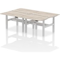 Air B2B 1200x800mm Height Adjustable 4P Bench Desk CP Grey Oak/Silver