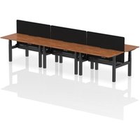 Air B2B 1400x800 Adjustable 6P Bench Desk Scallop Walnut/Black +Screen