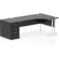 Impulse 1800 RH Crescent Desk Black/White Cantilever 800 Desk High Ped
