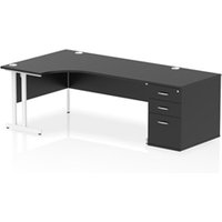 Impulse 1800 LH Crescent Desk Black/White Cantilever 800 Desk High Ped