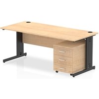 Impulse 1800x800 Desk Maple/Black Cable Managed 3 Drawer Mobile Ped