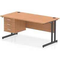 Impulse 1600 x 800mm Straight Office Desk Oak Top Black Cantilever Leg
