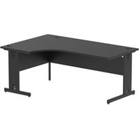 Impulse 1800mm Left Crescent Office Desk Black Top Black Cable Managed