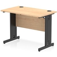 Impulse 1000x600mm Straight Desk Maple Top Black Cable Managed Leg