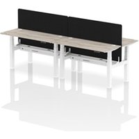 Air B2B 1400x600mm Adjustable 4P Bench Desk CP Grey Oak/White + Screen