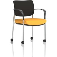 Brunswick Deluxe With Arms Chrome Frame With Castors Black Fabric Back