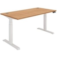 TC Office Rectangular Dual Motor Sit Stand Desk - 1600X800 - Beech/White
